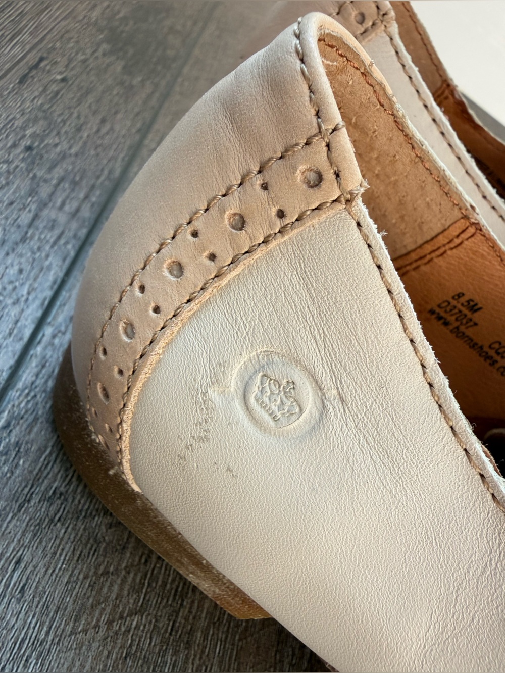 Born Two-Tone Leather Wingtip Oxfords in Blush and Cream - Picture 4 of 11